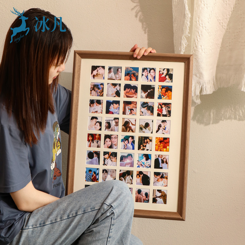 24/36/40/54宫格实木相框diy情侣照片九宫格结婚纪念礼物画框定制