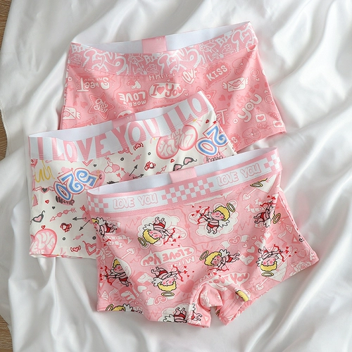 Трусы, хлопковые розовые мультяшные штаны, дышащие антибактериальные спортивные комфортные шорты