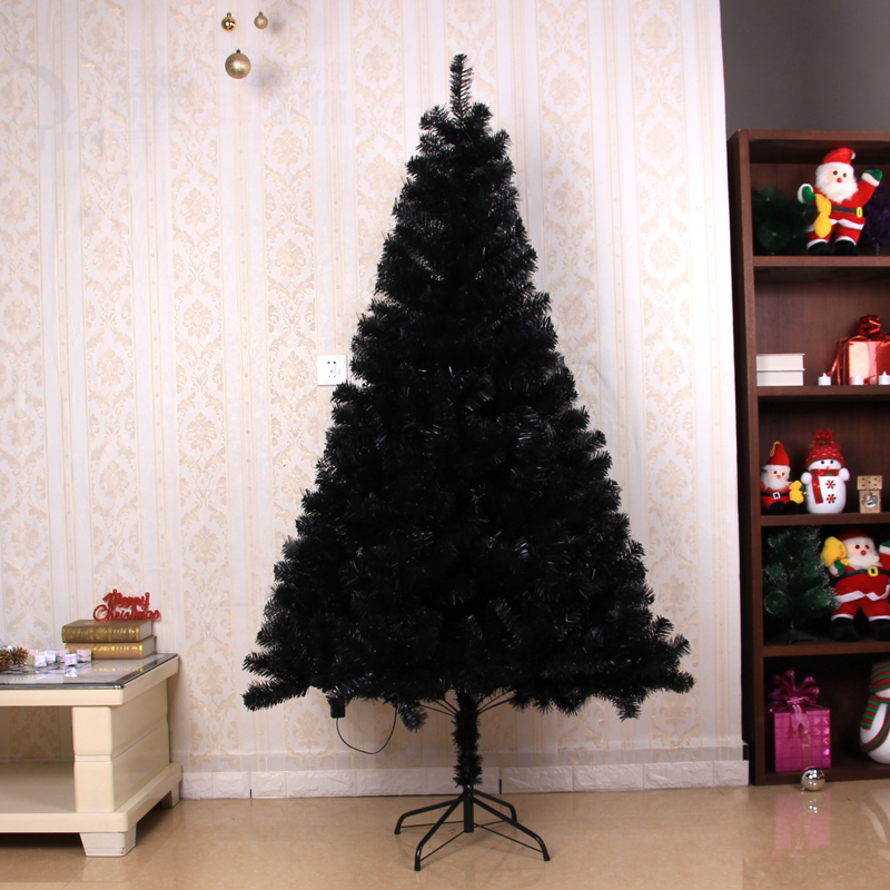 高级感加密带装饰黑色大型圣诞树