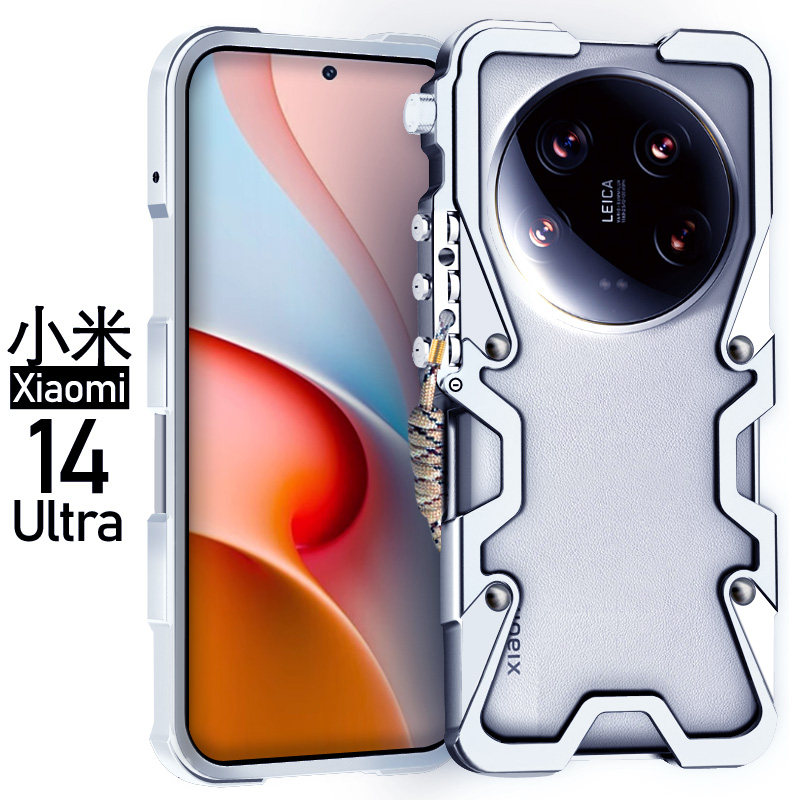 小米13pro手机后壳铝合金属边框红米note14pro+保护套防摔男15ultra12s个性霸气机甲civi23挂绳1