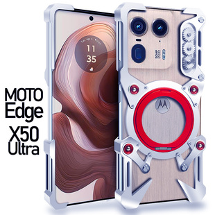 适用于摩托罗拉edge50ultra手机壳x50保护套铝合金属边框霸气男款变形金刚机甲S50NEO个性支架G85