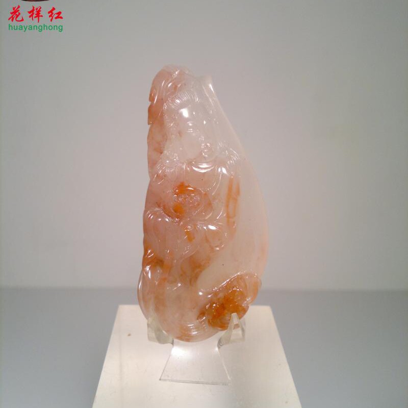 天然玉石桂林鸡血玉冰种随形自在观音通透收藏投资 买1送5任选