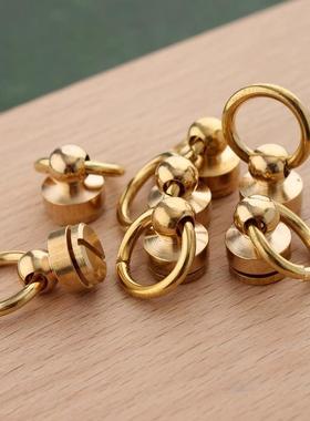 纯铜带圈和尚头手机壳箱包五金配件包包改造奶嘴钉DIY皮革挂扣圈