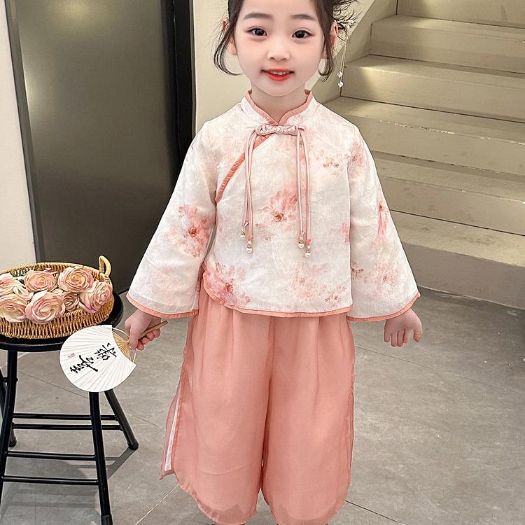 2024春秋新款女童旗袍两件套品牌童装中国风改良唐装日常表演服饰