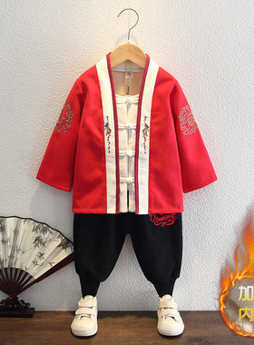 冬装男孩加绒汉服拜年服