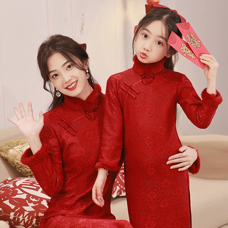 女童中国风旗袍拜年礼服