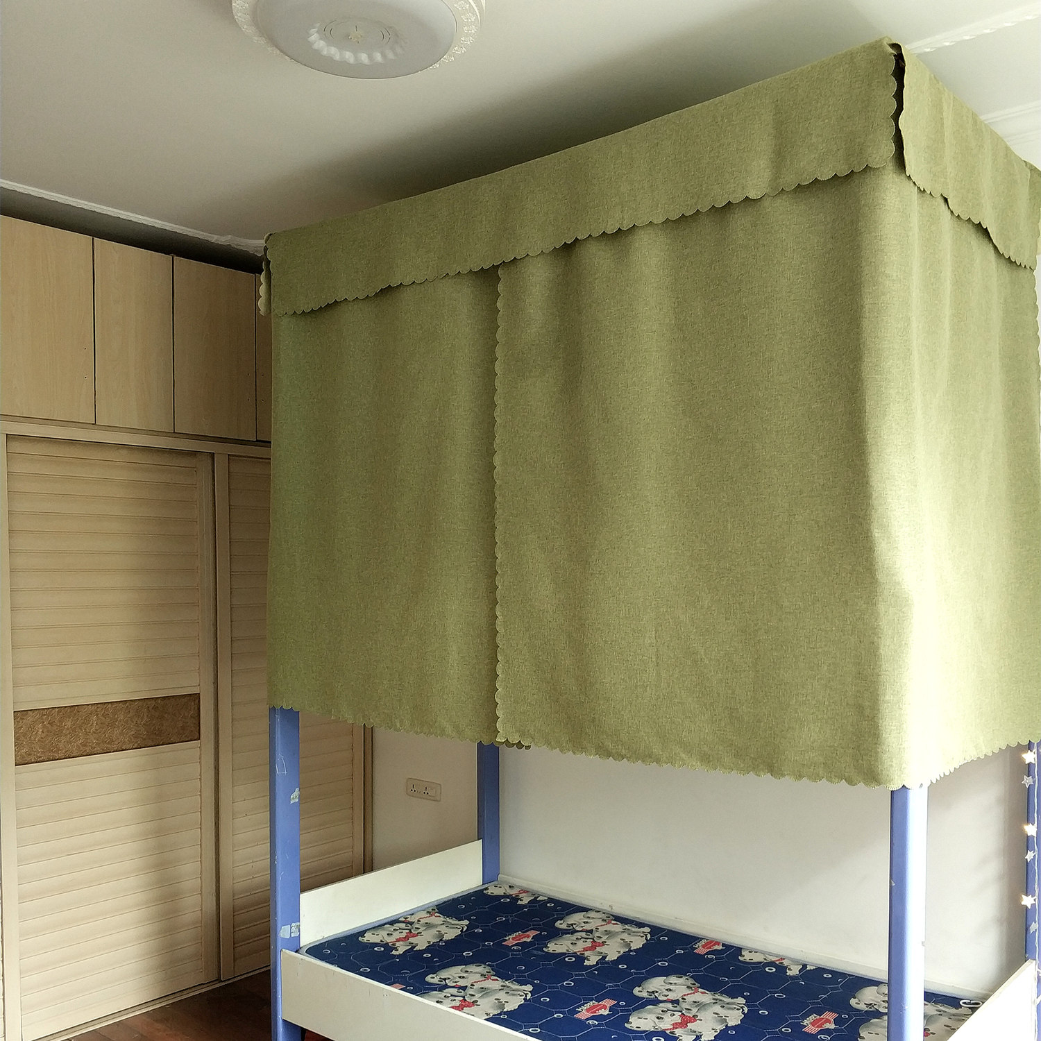 高档素雅加厚遮光棉麻透气纯素色布大学男女生宿舍寝室上下铺床帘