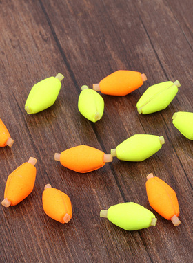 发泡浮漂 七星漂醒目豆水滴形橄榄形红色/橙色6粒 软管不伤线漂