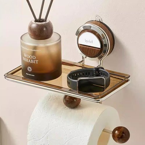 中古风吸盘卫生间卷纸架厕纸盒厕所免打孔抽纸不锈钢壁挂式置物架