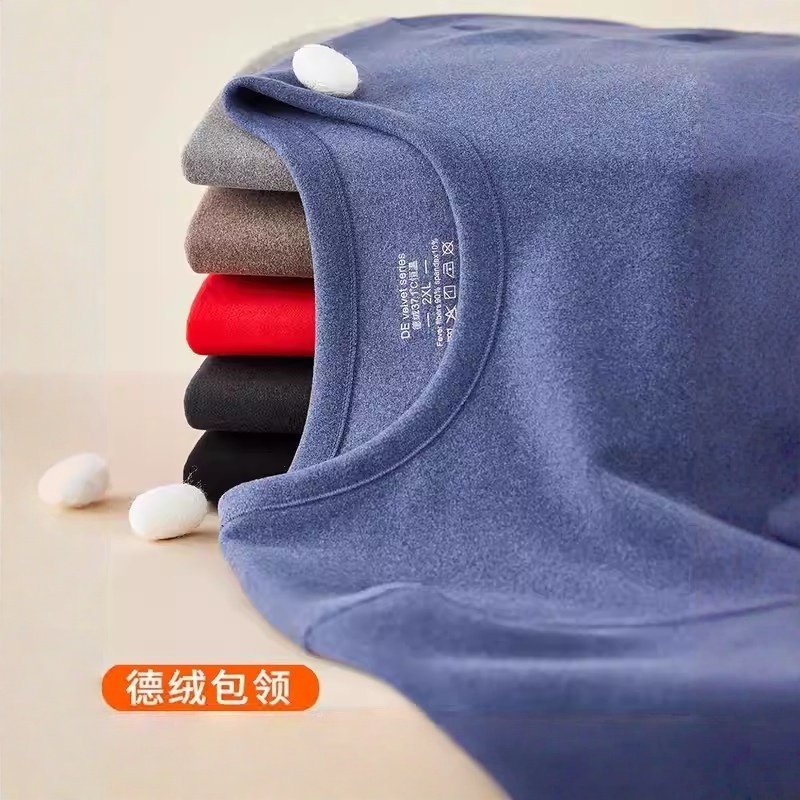 德绒磨毛37度恒温发热保暖内衣男士套装加绒加厚内穿秋衣秋裤冬季
