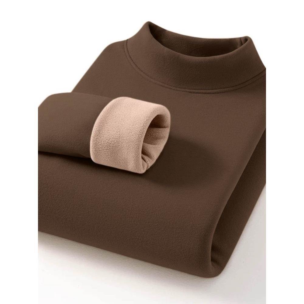 秋冬季半高领加绒长袖打底衫女保暖加厚内搭衣大码德绒秋衣上衣