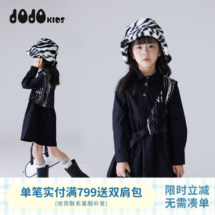 jojo童装 清仓 小码 新款 衬衫 连衣裙拼接中大童春秋装 女童春秋装