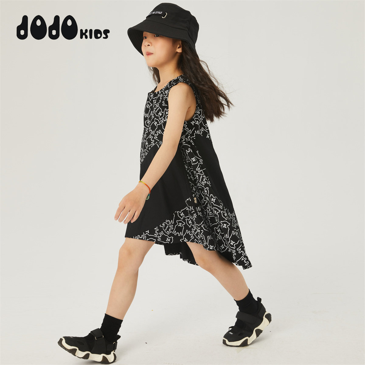 jojo童装夏季女童新款纯棉背心连衣裙儿童拼接气质洋气时髦公主裙