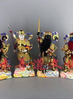 马帅赵帅温帅关元帅木雕护法神