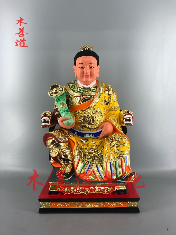 木雕定制玉皇三太子樟木漆线雕精工神像定制太子40厘米高