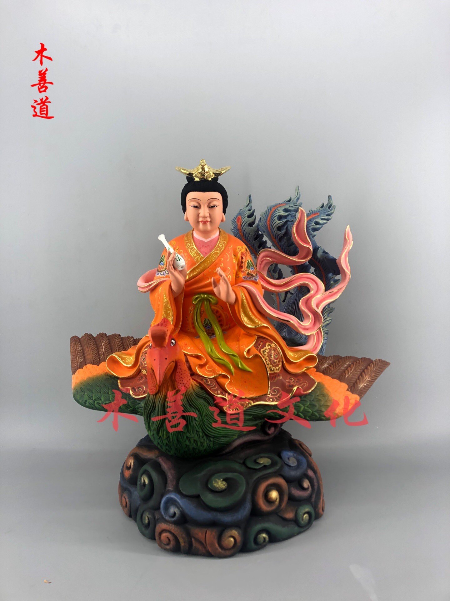 木雕红鸾星君蕊宫仙子龙吉公主神像定制香樟木精雕彩绘40厘米