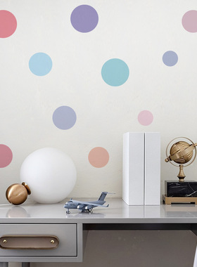 卉之彩CH23024彩色圆圈卧室儿童房背景墙自粘波点墙贴炫彩圆点墙