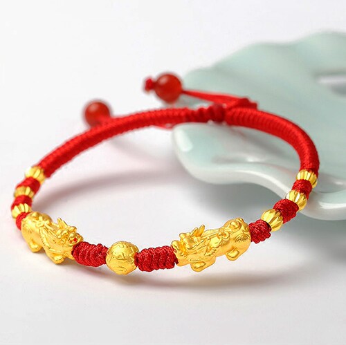 女款貔貅手链本命年红绳情侣