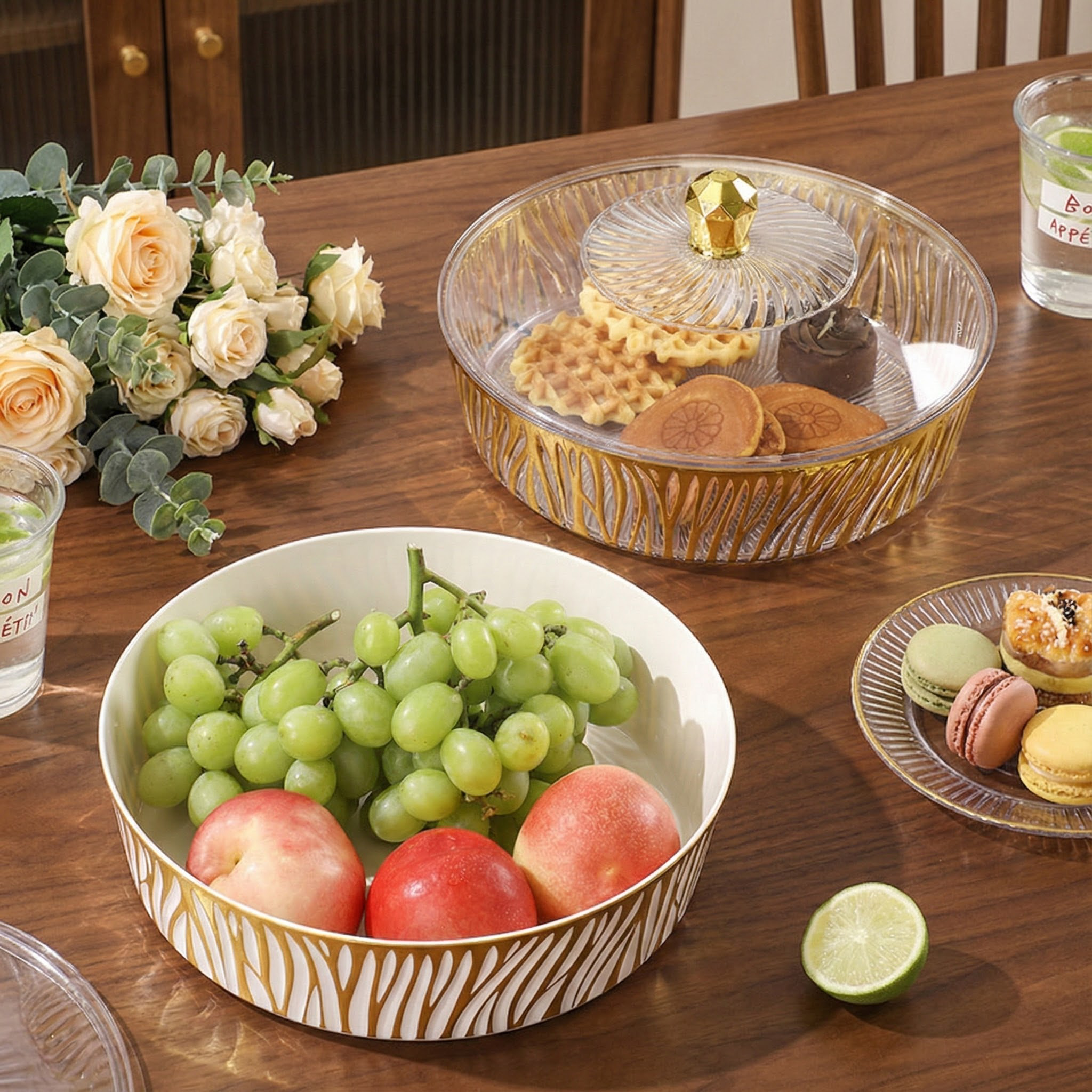 轻奢纹理水果盘家用带盖零食盒客厅茶几欧式干果糖果盒大容量果盘,餐饮具,果盆/果盘/果篮,淘宝优惠券,粉丝福利购,淘宝优惠卷