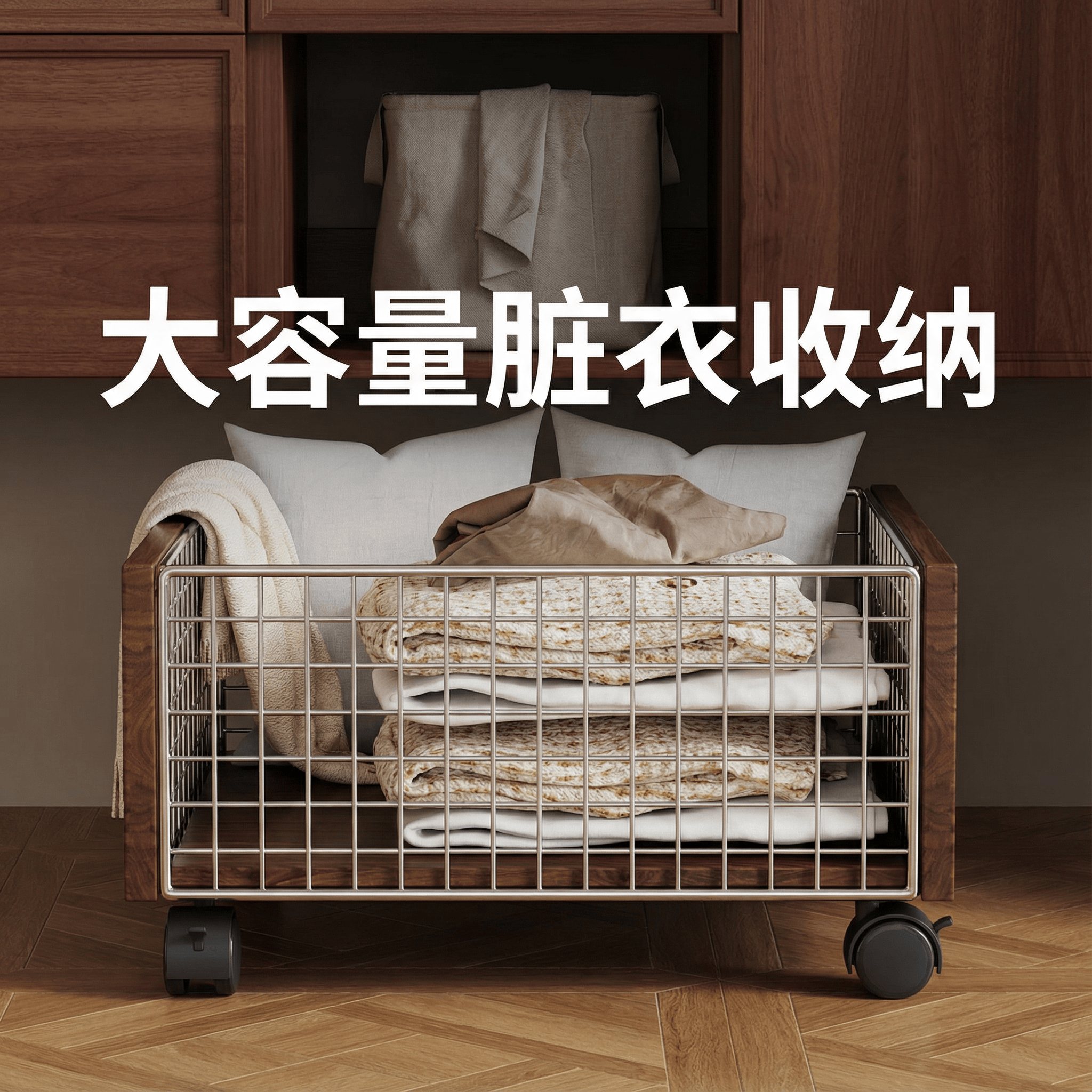 浴室柜下脏衣篮脏衣服收纳筐家用大容量带轮可移动洗漱池下洗衣篮,收纳整理,整理架/置物架/收纳架,淘宝优惠券,粉丝福利购,淘宝优惠卷