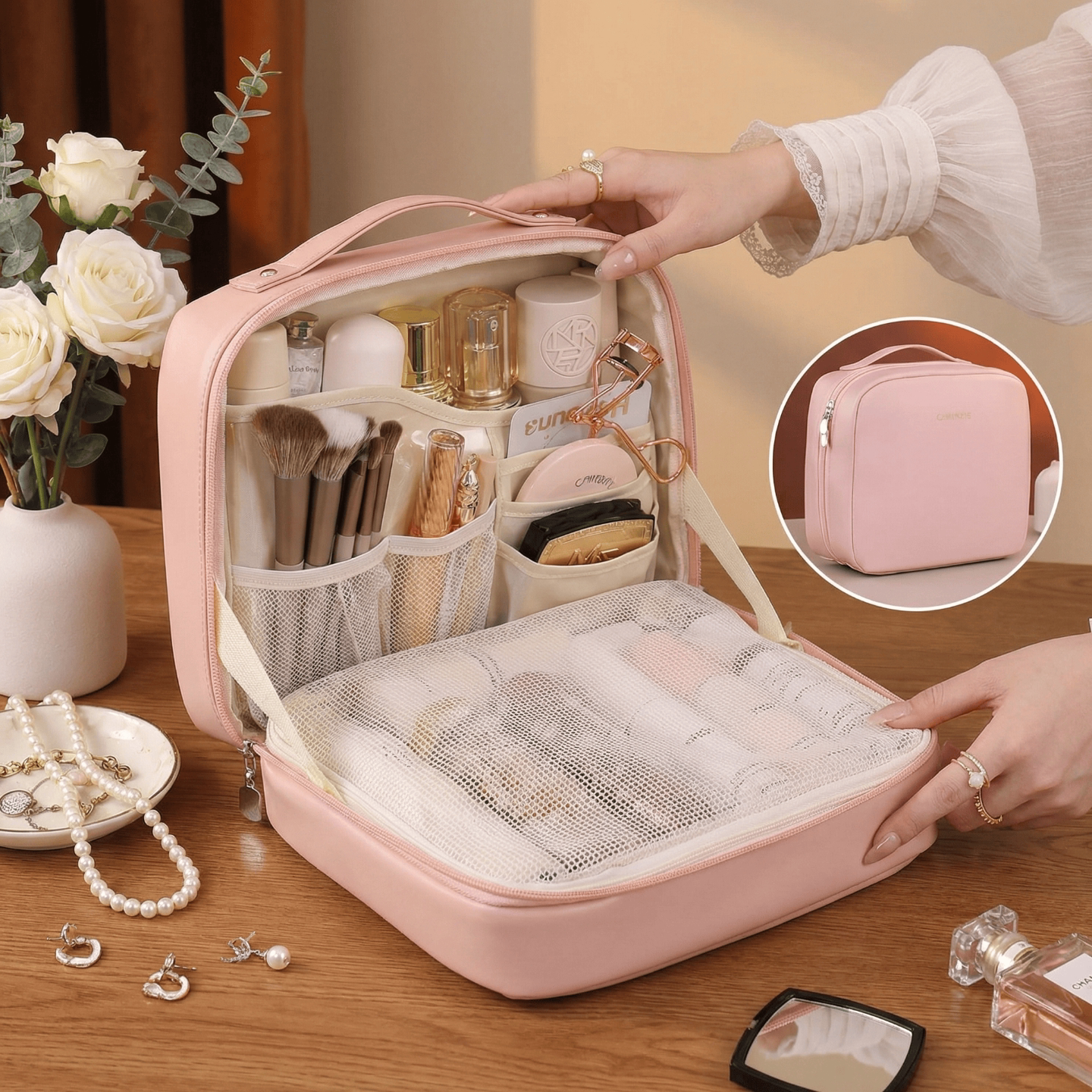 新品半立悦容化妆包外出大容量化妆品收纳包洗漱化妆箱2025年秋季