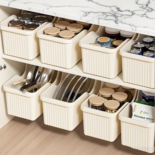 居家家厨房收纳盒锅具带轮橱柜整理盒家用神器抽屉式 水槽储物架