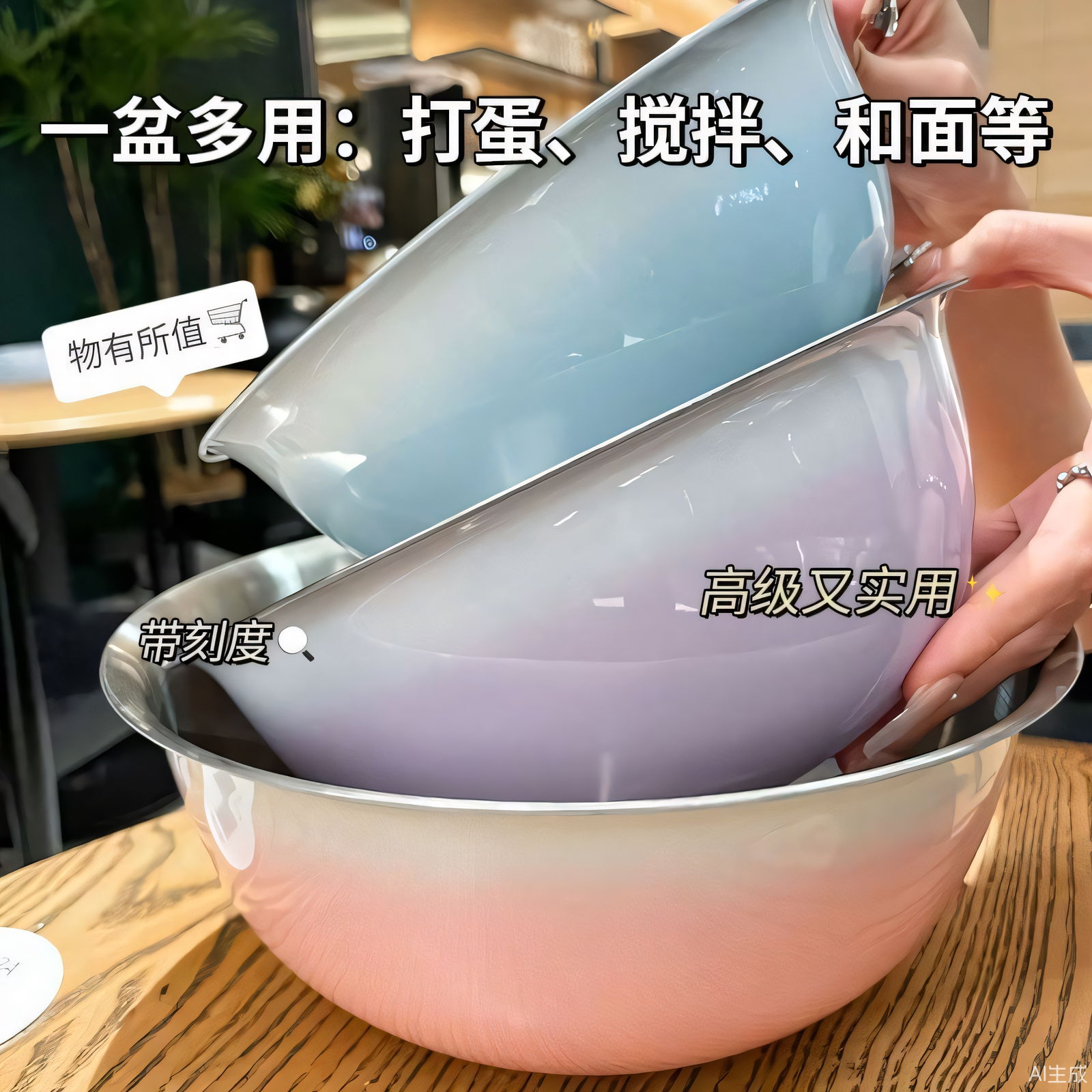 【浅变色系】不锈钢料理盆韩式碗图片