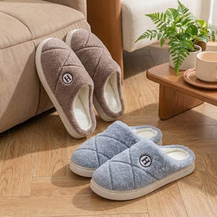 男 室内居家寝室厚底踩屎感毛毛绒保暖情侣月子托鞋 棉拖鞋 女秋冬季