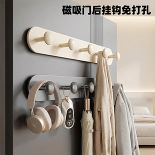 磁吸门后挂钩免打孔一排入户玄关防盗门挂衣钩挂衣架钥匙包包收纳