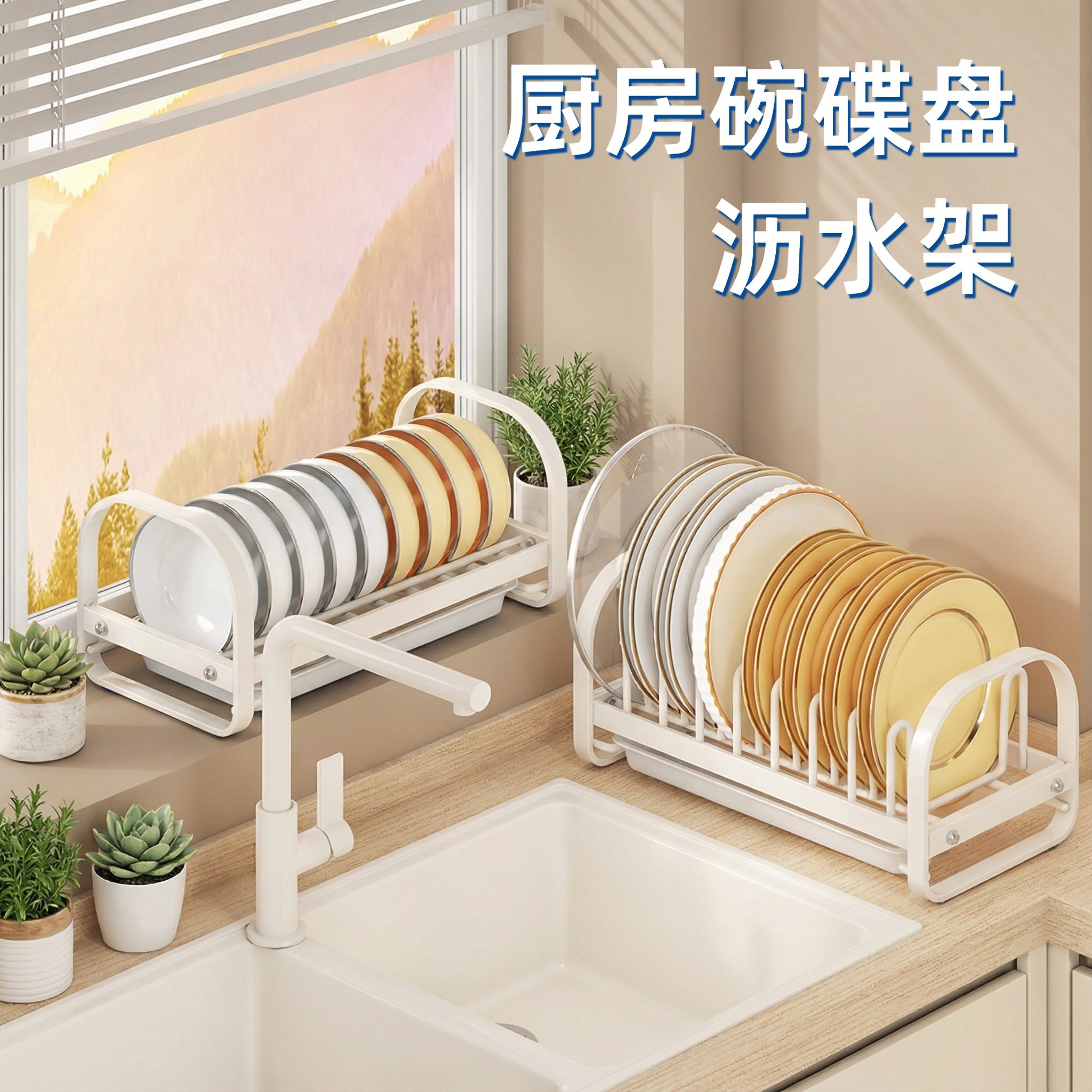 厨房碗碟盘子台面沥水架家用餐具通风置物架橱柜内抽屉分区收纳盒,厨房/烹饪用具,厨房抽屉置物架,淘宝优惠券,粉丝福利购,淘宝优惠卷