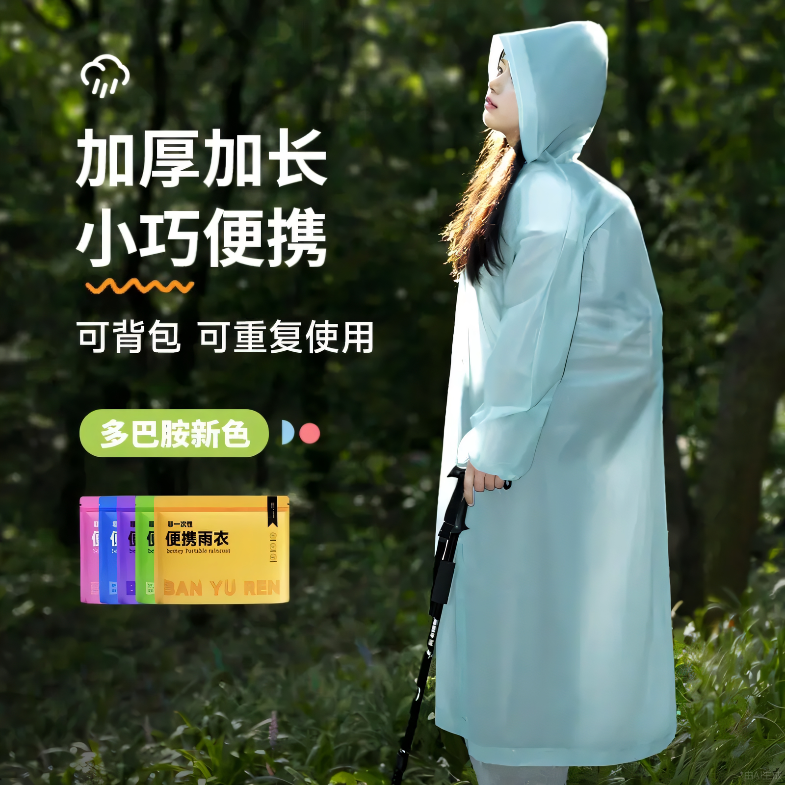 非一次性雨衣多巴胺新色户外成人图片