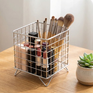 不锈钢收纳架桌面收纳盒大容量收纳筐宿舍杂物整理化妆品储物盒子