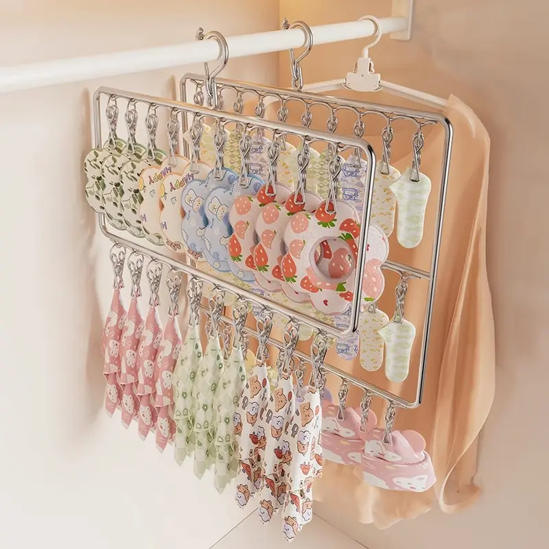 宝宝婴儿口水巾收纳多夹子少儿衣柜内衣袜子晾晒架挂衣架挂钩通用,收纳整理,多夹子晾衣架,淘宝优惠券,粉丝福利购,淘宝优惠卷