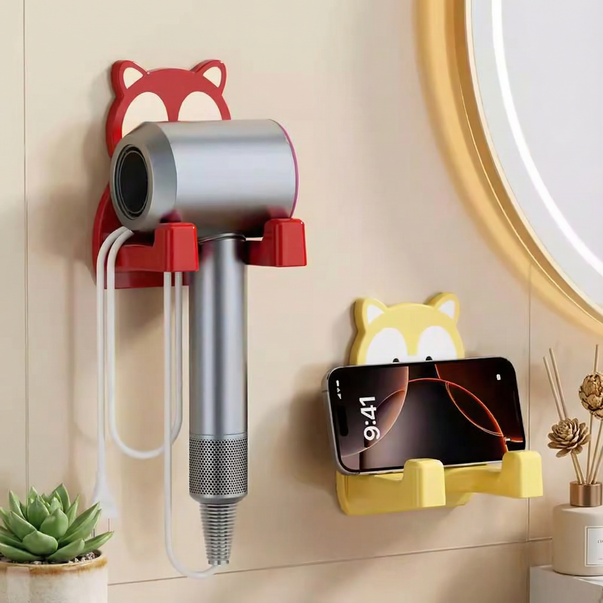卡通吹风机支架卫生间免打孔懒人电吹风固定挂架收纳支架置物架子,家庭/个人清洁工具,吹风机置物架,淘宝优惠券,粉丝福利购,淘宝优惠卷