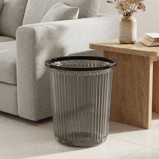 家用垃圾桶高颜值客厅厨房垃圾筒高级感开口式轻奢风透明简约纸篓