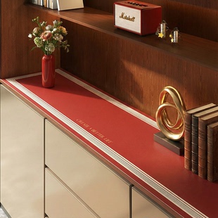 新年鞋柜电视柜桌垫餐边柜防水桌面保护垫红色喜庆玄关柜桌布家用