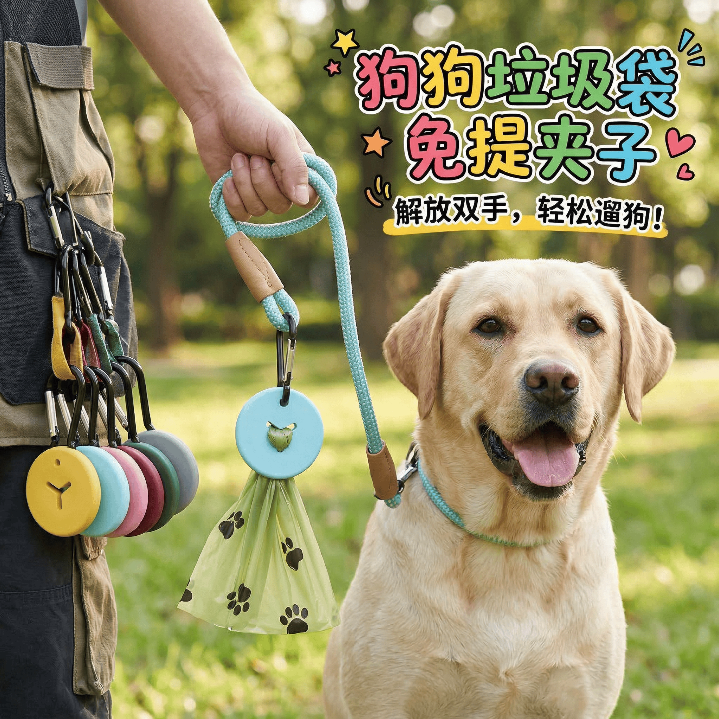 狗狗专用免提拾便夹+硅胶垃圾袋图片
