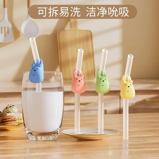 宝宝卡扣吸管婴儿辅食喝粥喝汤少儿硅胶吸管可拆开非一次性直吸管