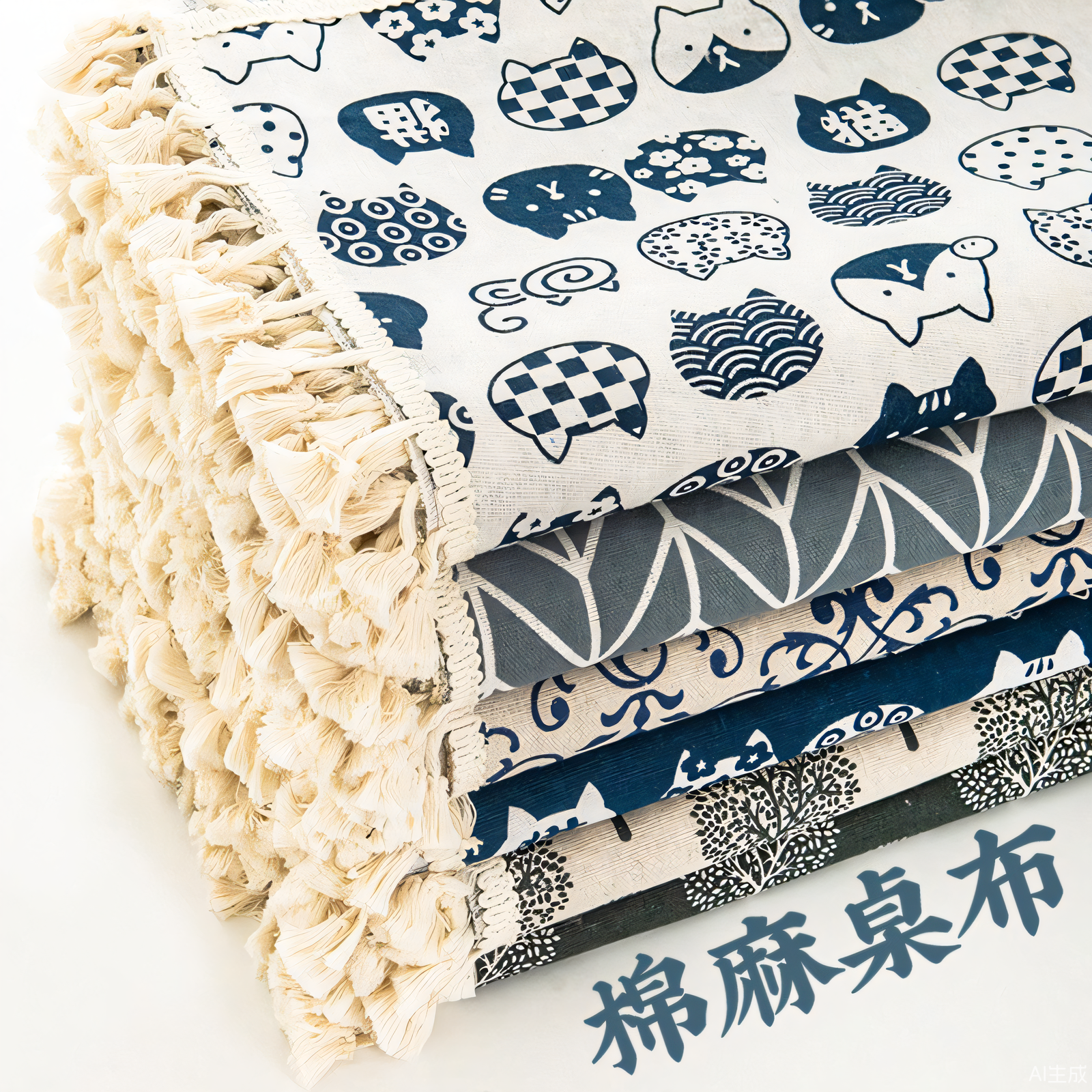 桌布ins风棉麻布艺田园格