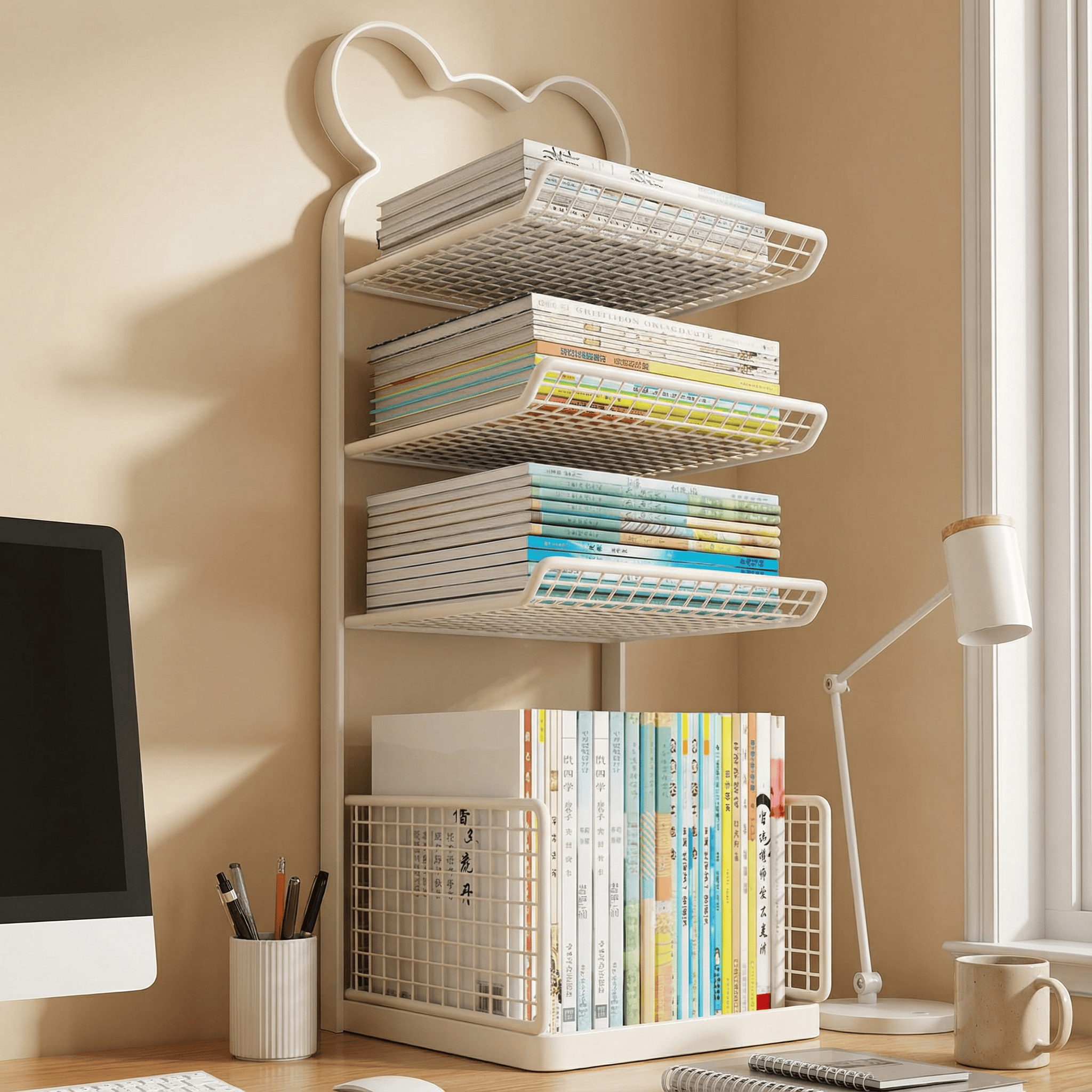 学科分类置物架多层书本收纳架学生桌上书立架桌面文件分层整理架,收纳整理,书桌收纳置物架,淘宝优惠券,粉丝福利购,淘宝优惠卷