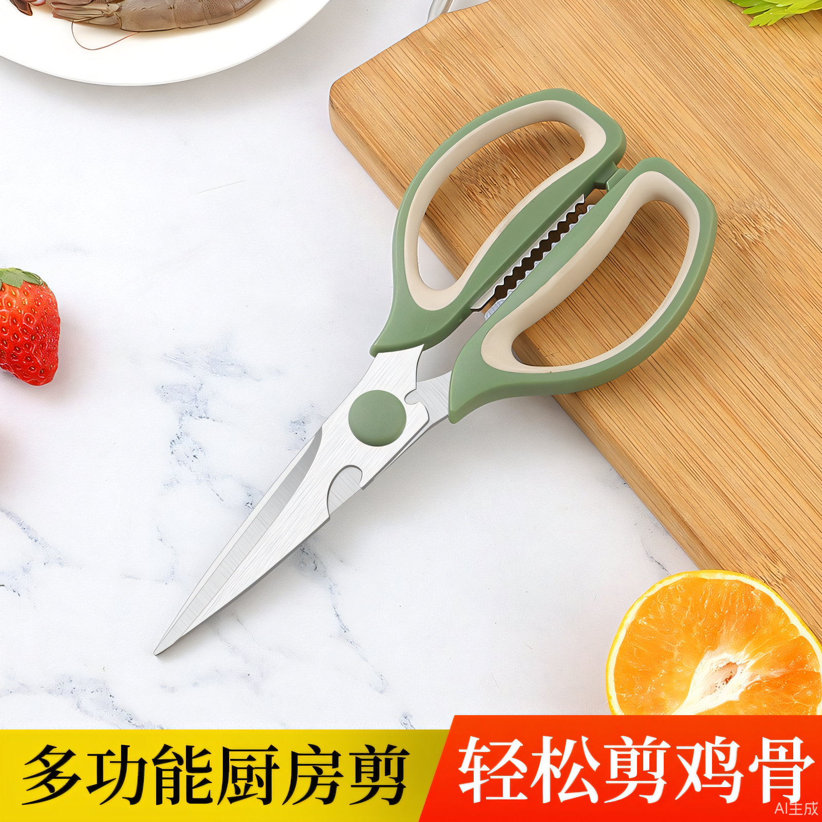 多功能厨房用剪家用不锈钢强力鸡骨剪食物辅食剪刀多用途烤肉剪刀,居家日用,厨房剪刀,淘宝优惠券,粉丝福利购,淘宝优惠卷