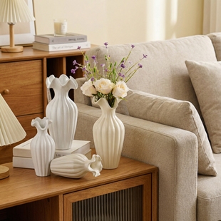 轻奢奶油风陶瓷花瓶家居客厅插花摆件鲜花水培花器小众设计感花瓶