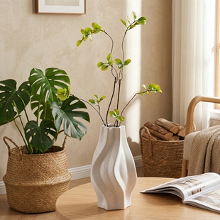 纯色简约陶瓷花瓶轻奢高级感装 饰品 饰客厅桌面插花摆件水培花器装