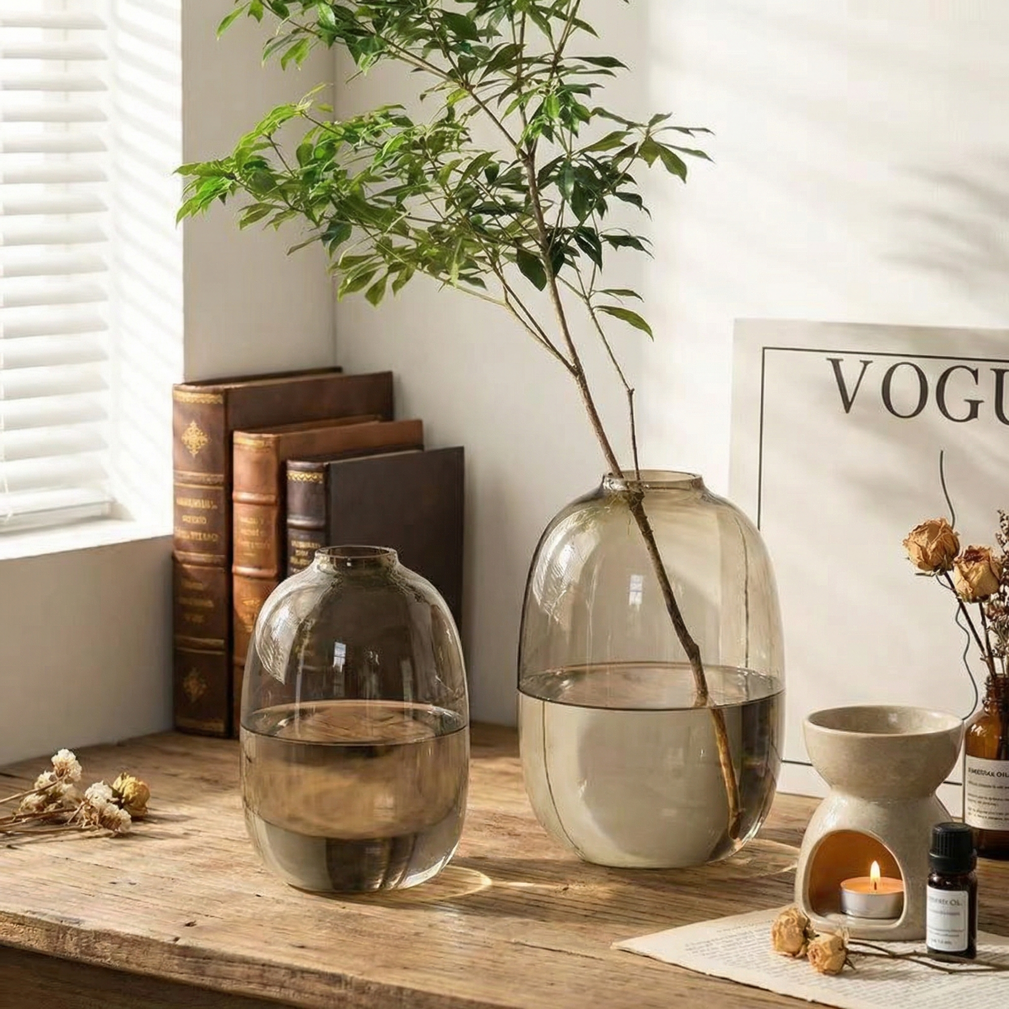 玻璃花瓶轻奢高级感大肚摆件插花客厅透明吊钟南天竹玄关极简鲜花,鲜花速递/花卉仿真/绿植园艺,花瓶,淘宝优惠券,粉丝福利购,淘宝优惠卷