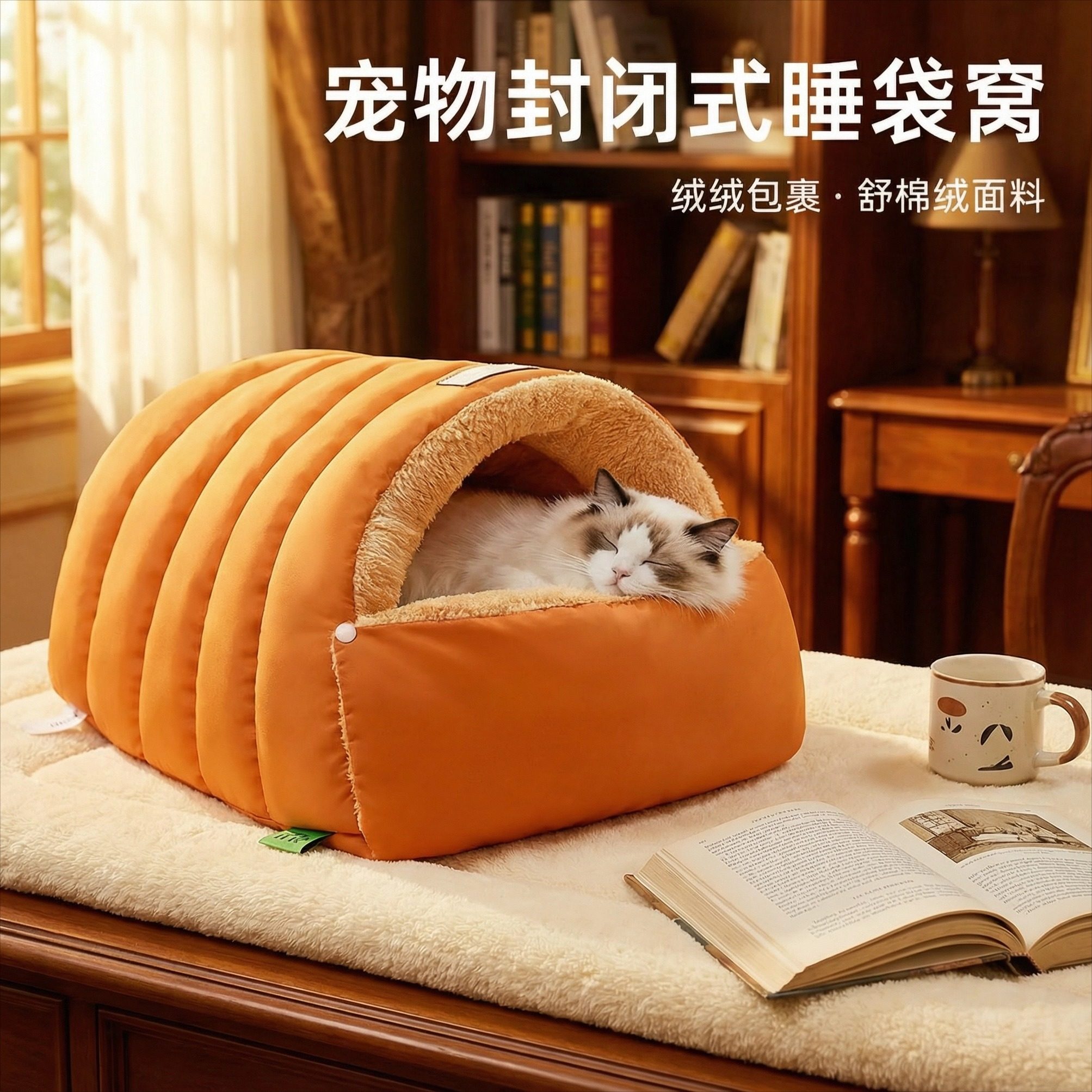 封闭式睡袋猫窝宠物窝冬天保暖狗窝仿皮半封闭式猫窝防风冬季车载,宠物/宠物食品及用品,猫窝/屋/帐篷/沙发,淘宝优惠券,粉丝福利购,淘宝优惠卷