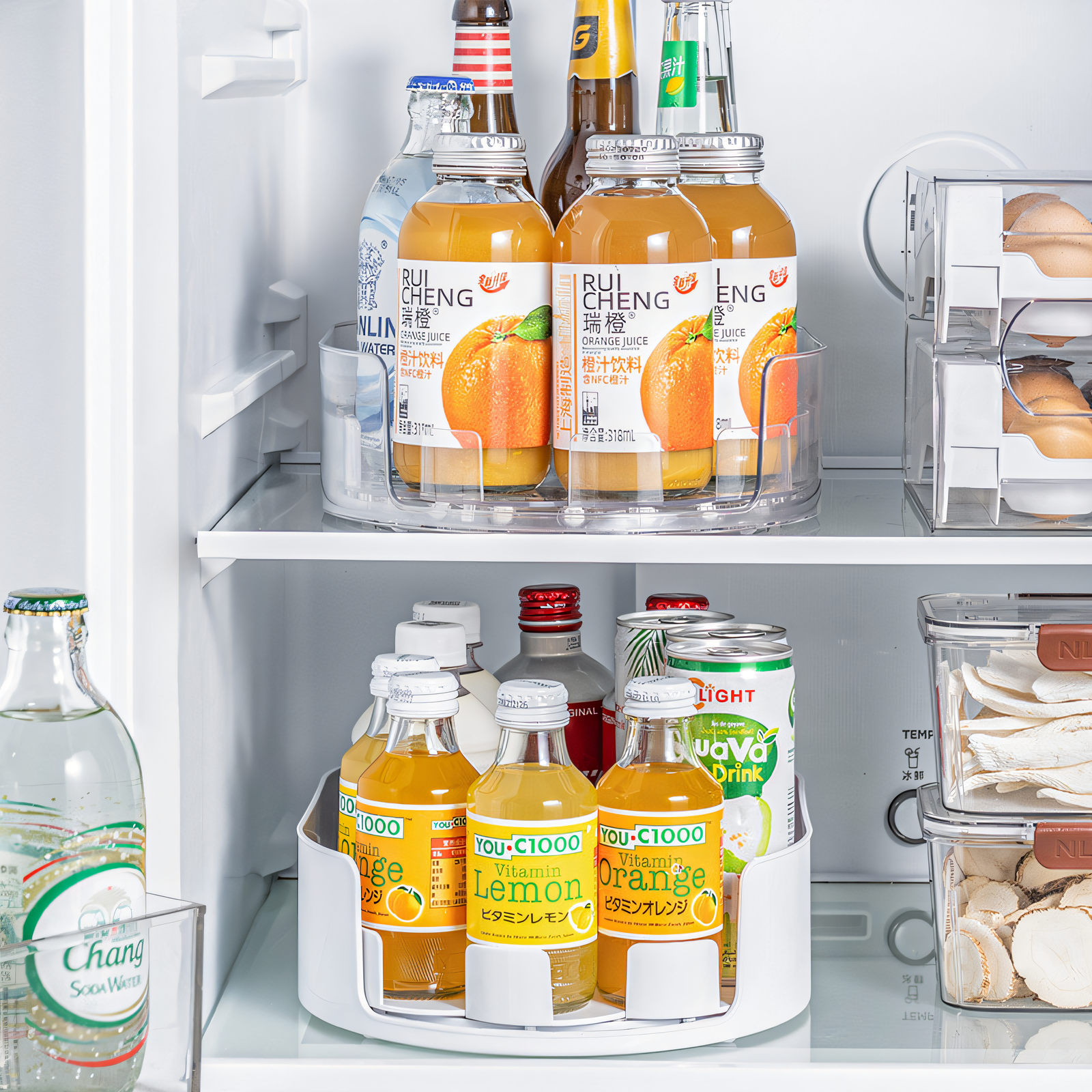 冰箱饮料收纳旋转置物架调味料整理盒调味品托盘酒水转盘调料托盘,收纳整理,食物收纳盒,淘宝优惠券,粉丝福利购,淘宝优惠卷