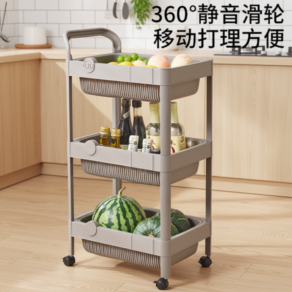 小推车带轮展示分层架一体家居