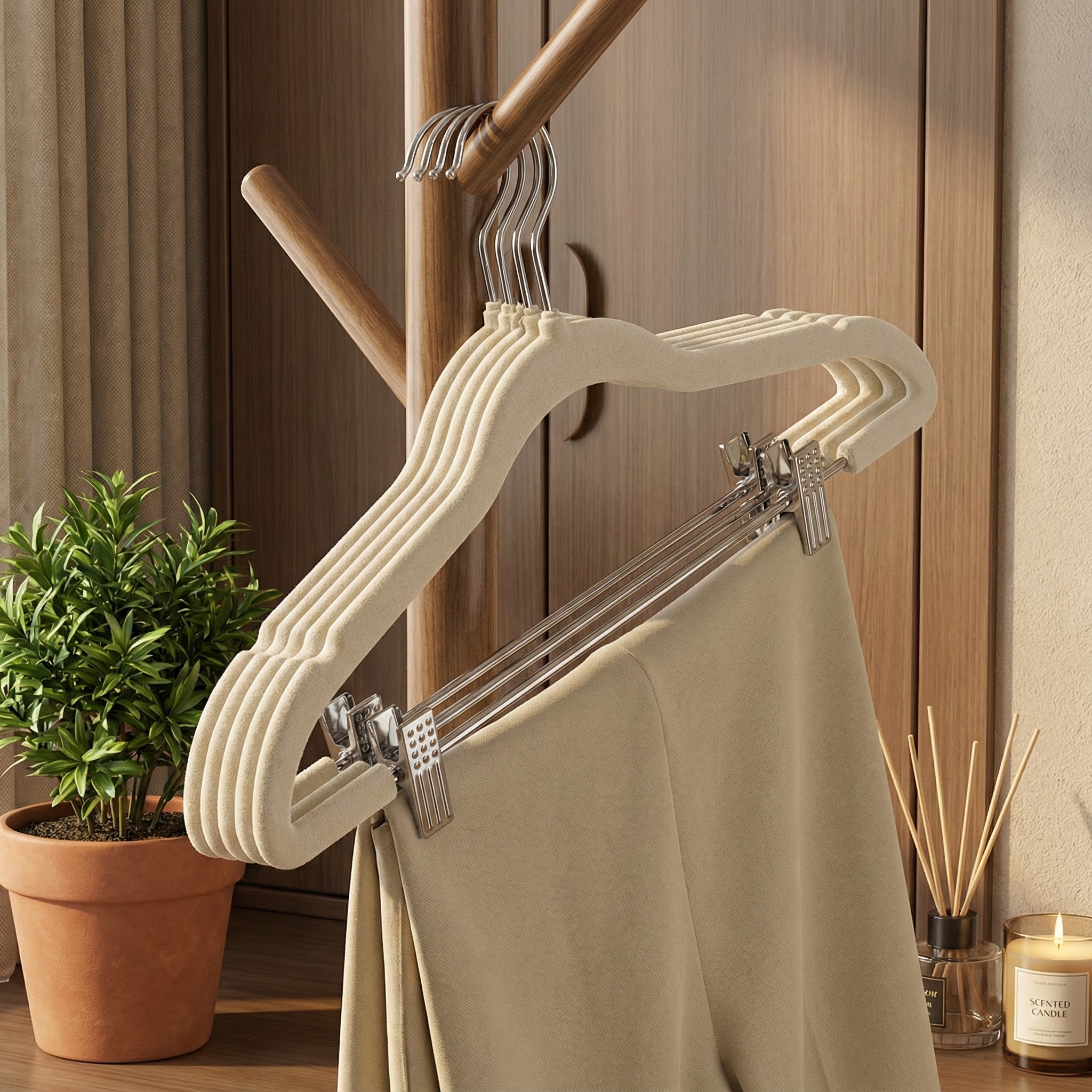 套装植绒衣架家用痕防滑一体式挂