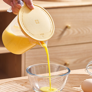 玻璃过滤量杯带刻度鸡蛋液豆浆多功能塑料桶食品级烘焙带盖打蛋杯