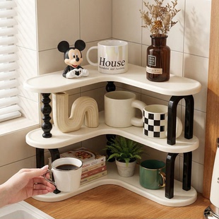 杯子收纳置物架家用茶杯收纳架沥水杯架玻璃杯茶杯转角放置架杯架